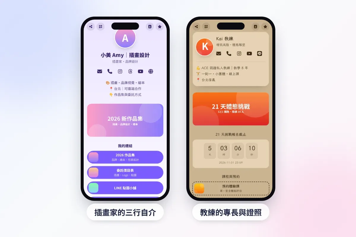 自介網站的名稱與三行自我介紹範例